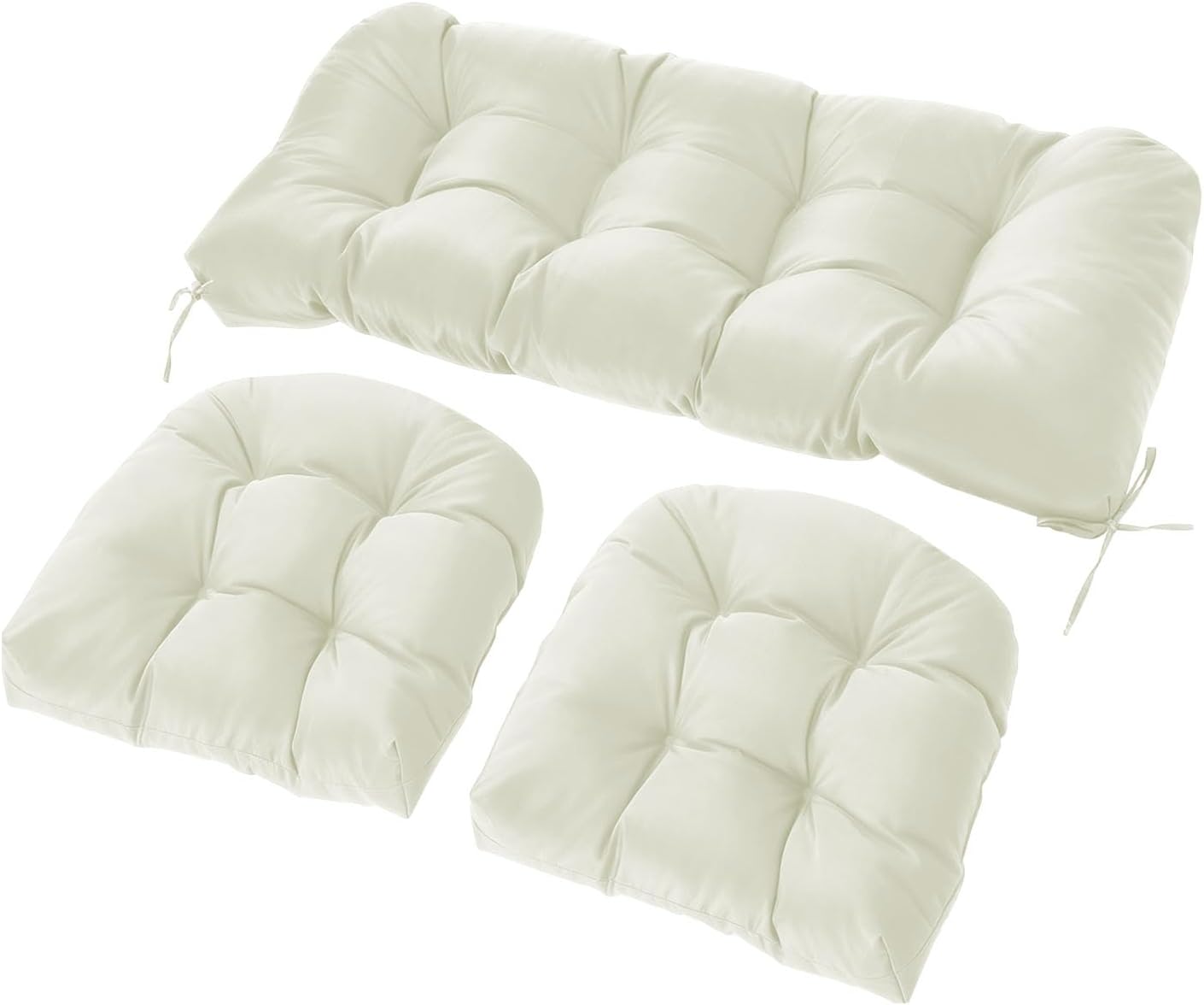 Wicker Chair Cushions Set, 2 U-Shaped Cushions &  Loveseat, Waterproof Outdoor Loveseat Cushion for Patio Furniture, Settee Bench Pad All Weather