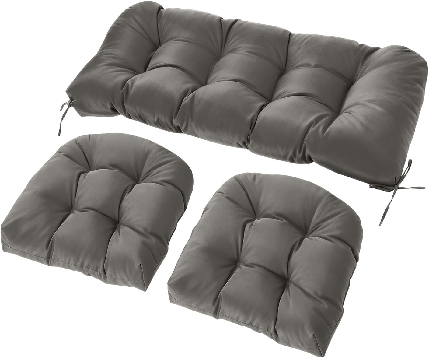 Wicker Chair Cushions Set, 2 U-Shaped Cushions &  Loveseat, Waterproof Outdoor Loveseat Cushion for Patio Furniture, Settee Bench Pad All Weather