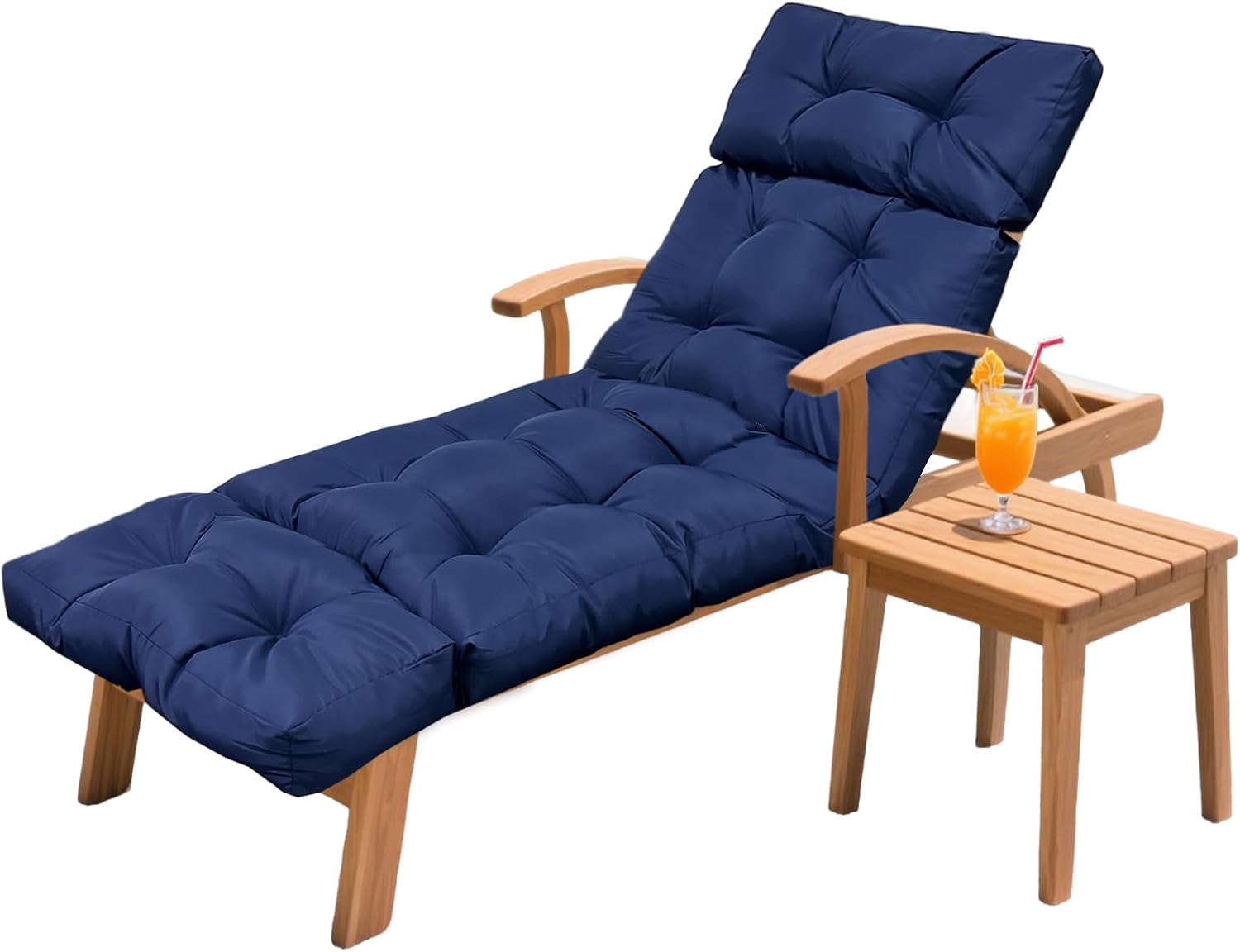 Outdoor Chaise Lounge Chair Cushion 75.1 x 23.6 x 4.7in, Waterproof Replacement Cotton Patio Thickened Pool Lounge Chair Cushion with Ties for Patio Outdoor Furniture
