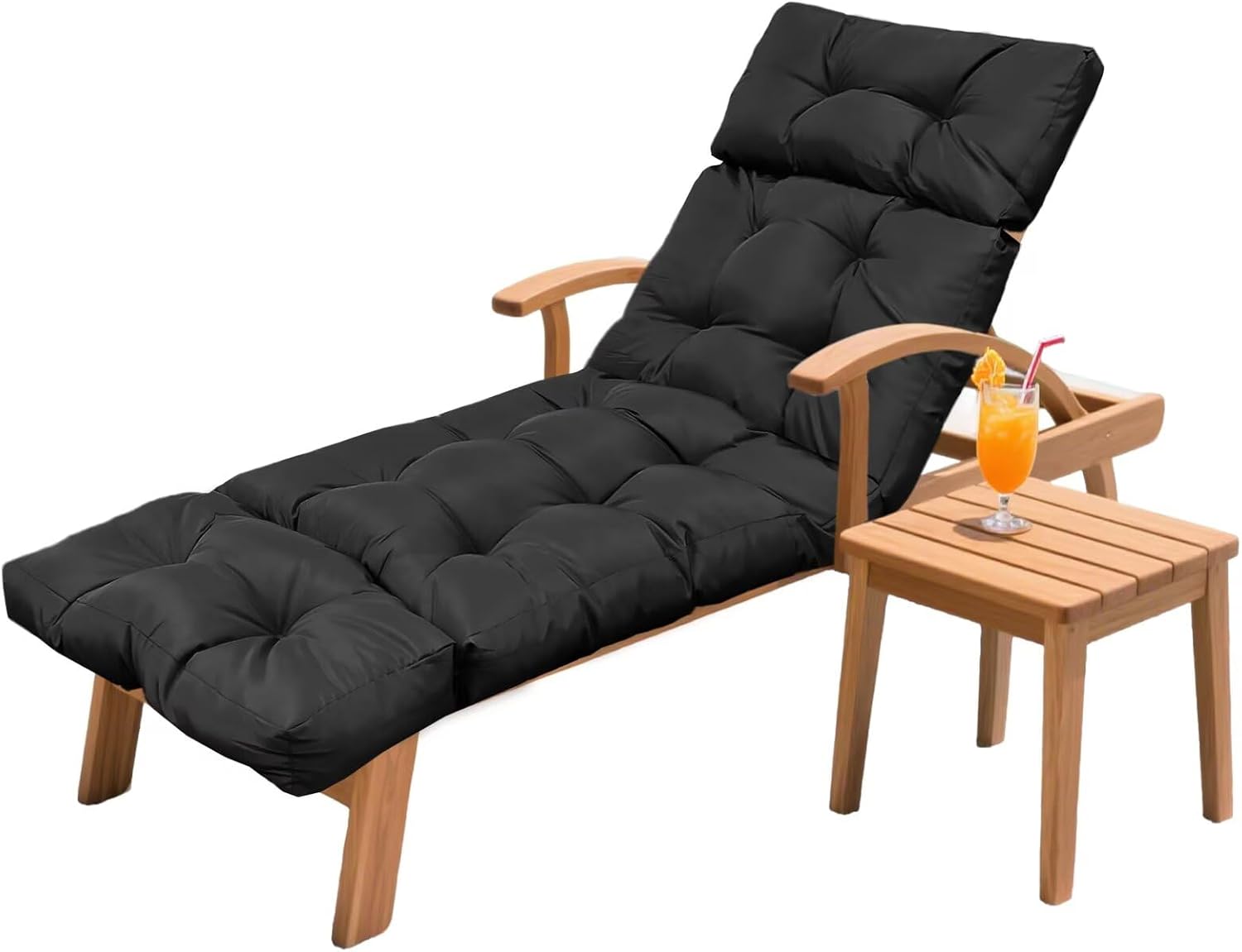 Outdoor Chaise Lounge Chair Cushion 75.1 x 23.6 x 4.7in, Waterproof Replacement Cotton Patio Thickened Pool Lounge Chair Cushion with Ties for Patio Outdoor Furniture