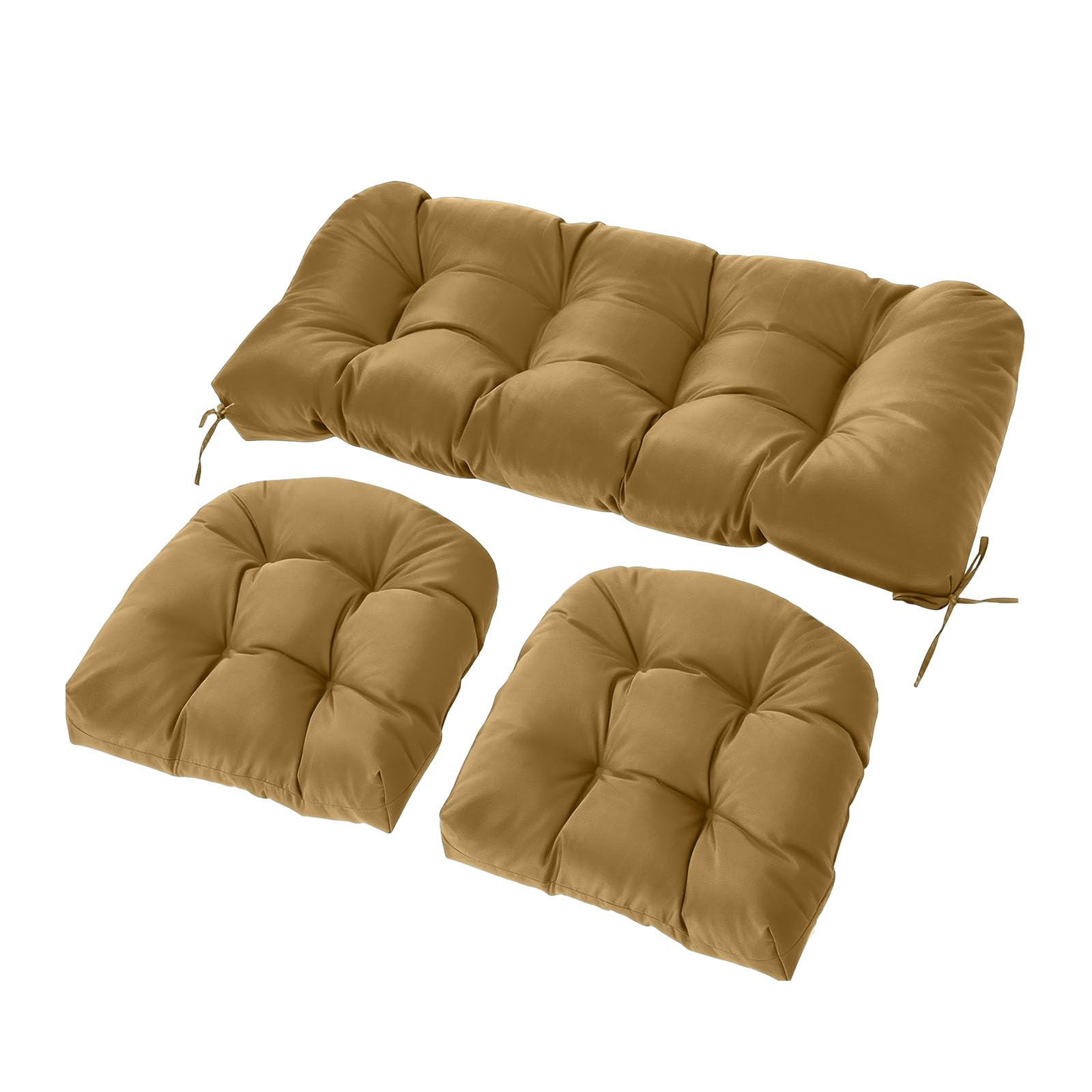Wicker Chair Cushions Set, 2 U-Shaped Cushions &  Loveseat, Waterproof Outdoor Loveseat Cushion for Patio Furniture, Settee Bench Pad All Weather