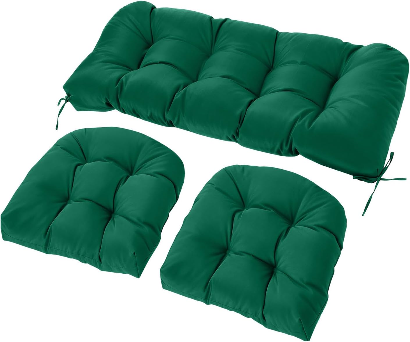 Wicker Chair Cushions Set, 2 U-Shaped Cushions &  Loveseat, Waterproof Outdoor Loveseat Cushion for Patio Furniture, Settee Bench Pad All Weather