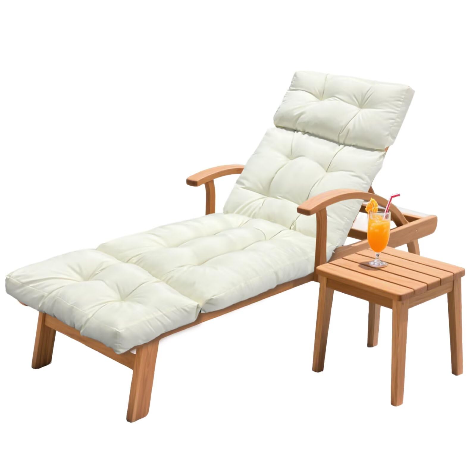 Outdoor Chaise Lounge Chair Cushion 75.1 x 23.6 x 4.7in, Waterproof Replacement Cotton Patio Thickened Pool Lounge Chair Cushion with Ties for Patio Outdoor Furniture