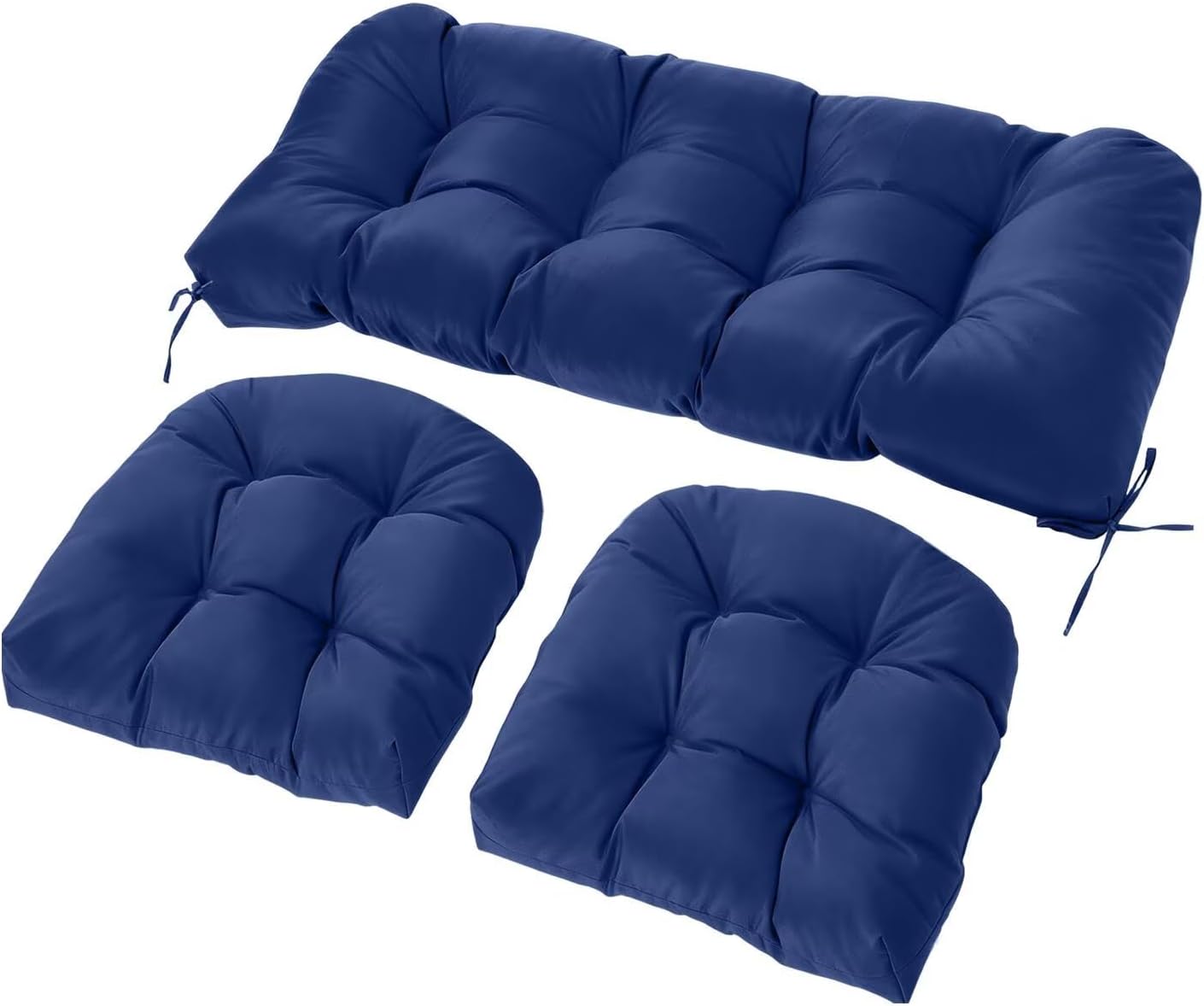 Wicker Chair Cushions Set, 2 U-Shaped Cushions &  Loveseat, Waterproof Outdoor Loveseat Cushion for Patio Furniture, Settee Bench Pad All Weather