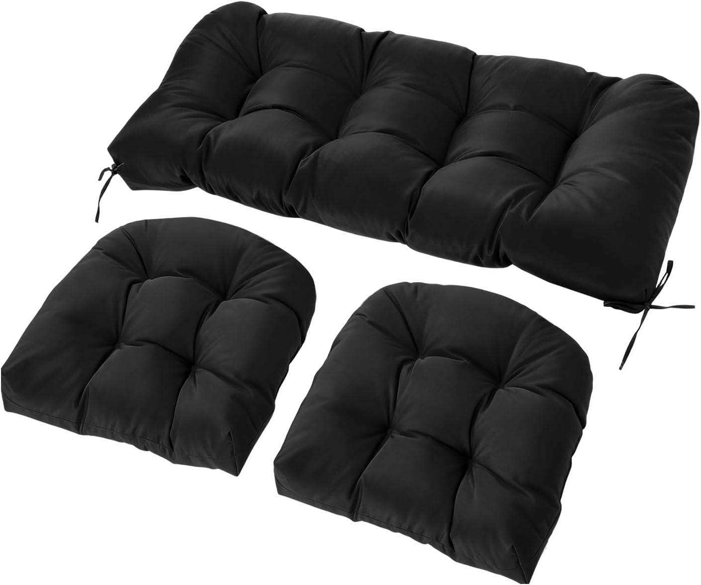 Wicker Chair Cushions Set, 2 U-Shaped Cushions &  Loveseat, Waterproof Outdoor Loveseat Cushion for Patio Furniture, Settee Bench Pad All Weather