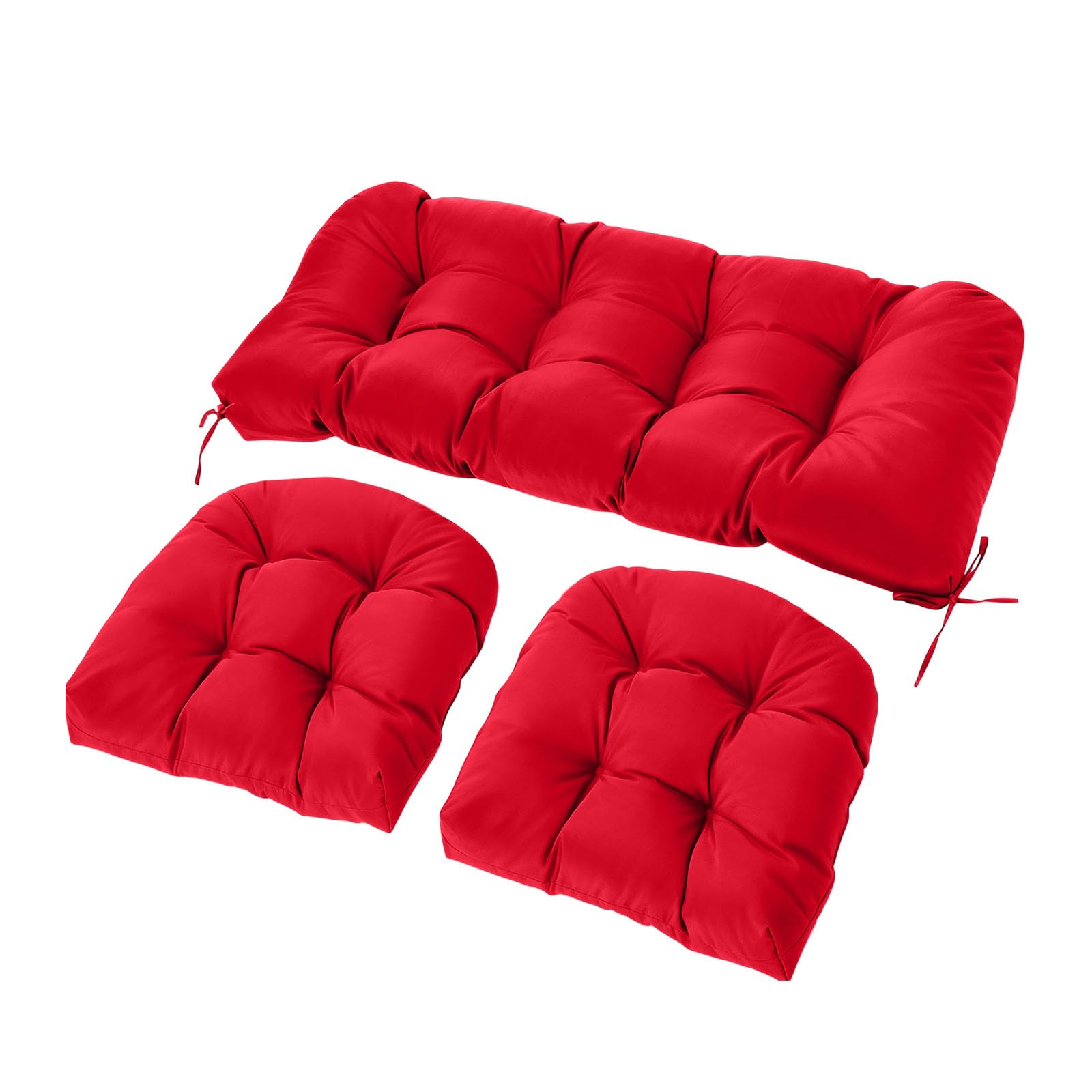 Wicker Chair Cushions Set, 2 U-Shaped Cushions &  Loveseat, Waterproof Outdoor Loveseat Cushion for Patio Furniture, Settee Bench Pad All Weather