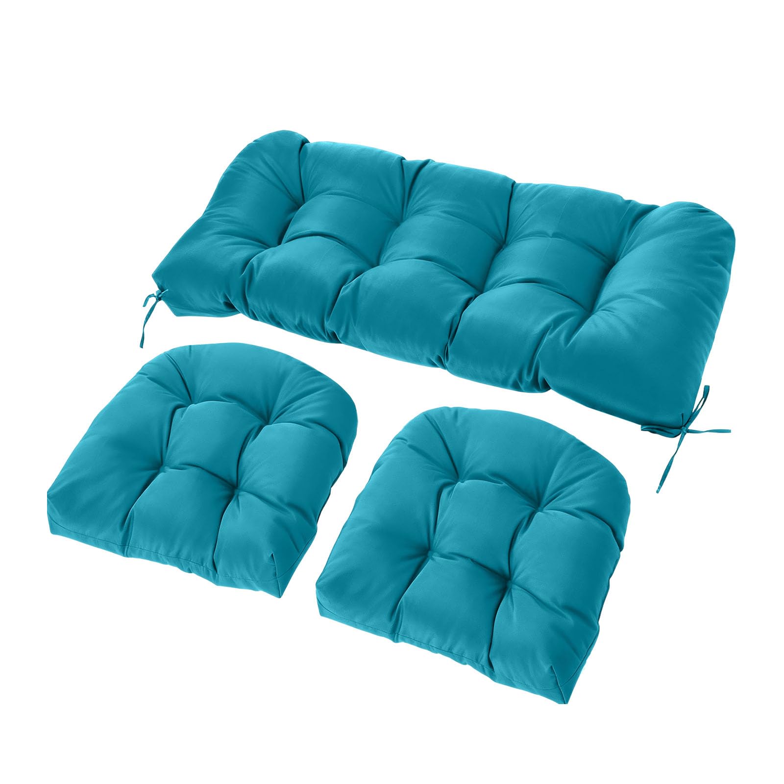 Wicker Chair Cushions Set, 2 U-Shaped Cushions &  Loveseat, Waterproof Outdoor Loveseat Cushion for Patio Furniture, Settee Bench Pad All Weather