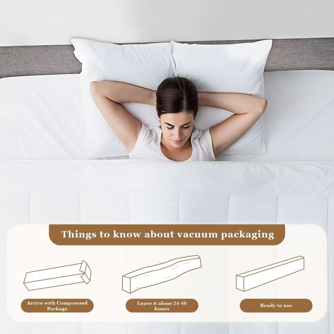 Vacuum packaging graphics for a bed gap filler on a bedroom bed