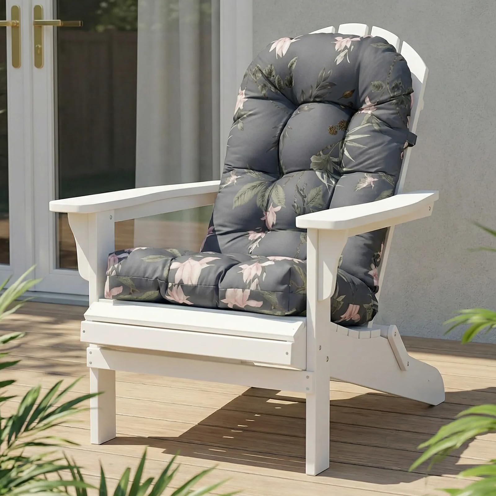 Rocking Chair Cushion, Waterproof Patio Chair Cushions with Ties, Back Pads for Indoor/Outdoor Furniture, High-Back Adirondack & Glider Chair Replacement Cushions