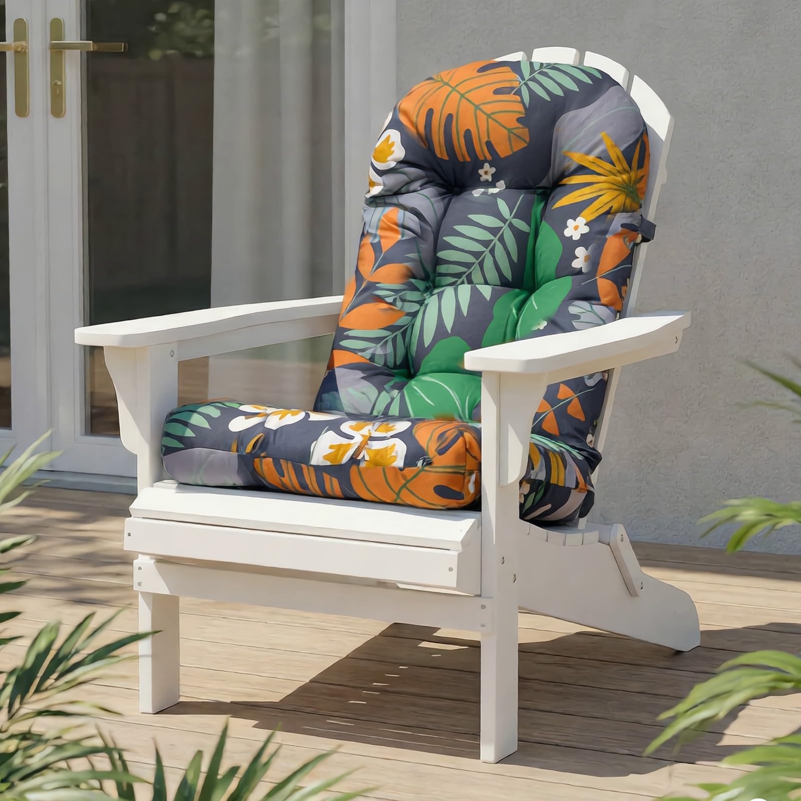 Rocking Chair Cushion, Waterproof Patio Chair Cushions with Ties, Back Pads for Indoor/Outdoor Furniture, High-Back Adirondack & Glider Chair Replacement Cushions