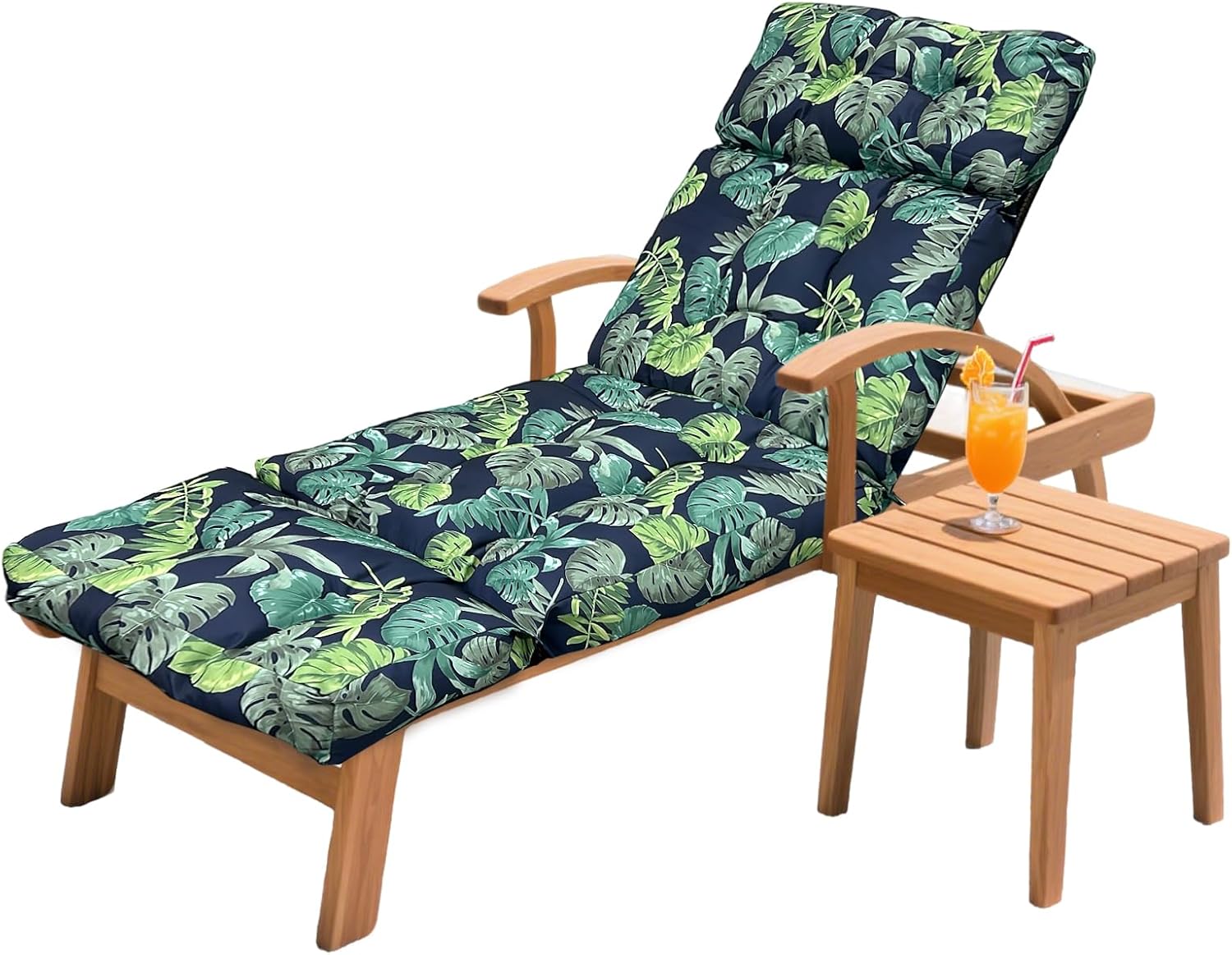 Outdoor Chaise Lounge Chair Cushion 75.1 x 23.6 x 4.7in, Waterproof Replacement Cotton Patio Thickened Pool Lounge Chair Cushion with Ties for Patio Outdoor Furniture