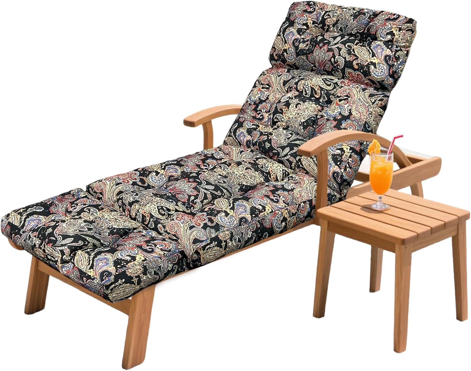 Outdoor Chaise Lounge Chair Cushion 75.1 x 23.6 x 4.7in, Waterproof Replacement Cotton Patio Thickened Pool Lounge Chair Cushion with Ties for Patio Outdoor Furniture