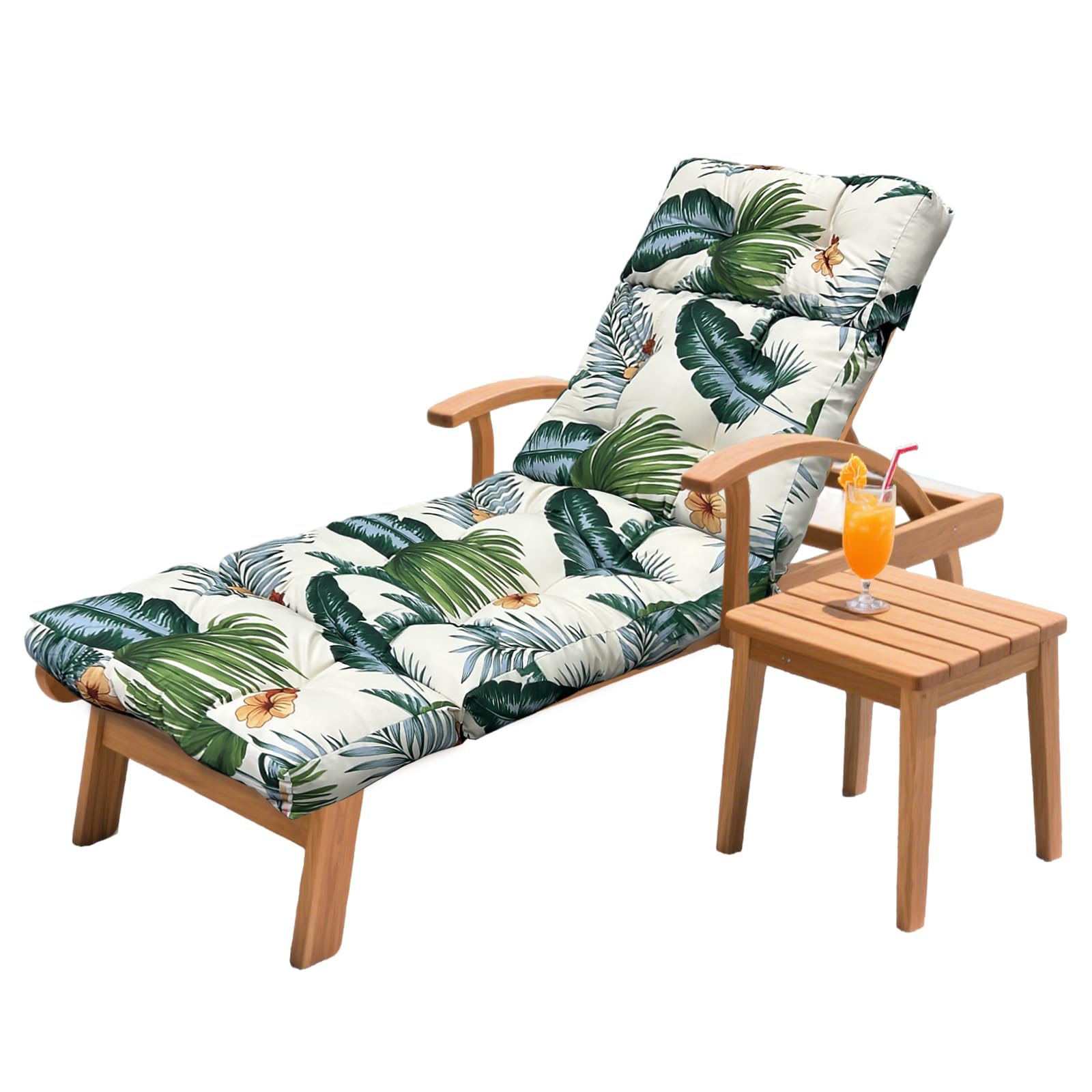 Outdoor Chaise Lounge Chair Cushion 75.1 x 23.6 x 4.7in, Waterproof Replacement Cotton Patio Thickened Pool Lounge Chair Cushion with Ties for Patio Outdoor Furniture