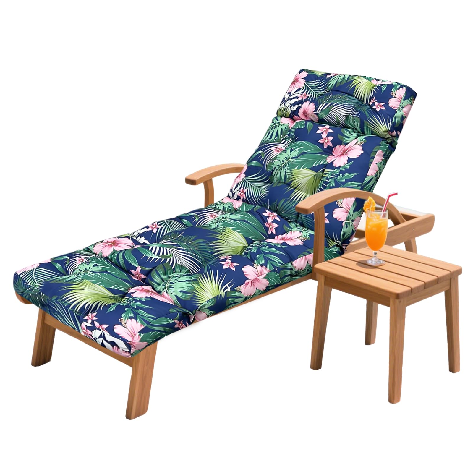 Outdoor Chaise Lounge Chair Cushion 75.1 x 23.6 x 4.7in, Waterproof Replacement Cotton Patio Thickened Pool Lounge Chair Cushion with Ties for Patio Outdoor Furniture