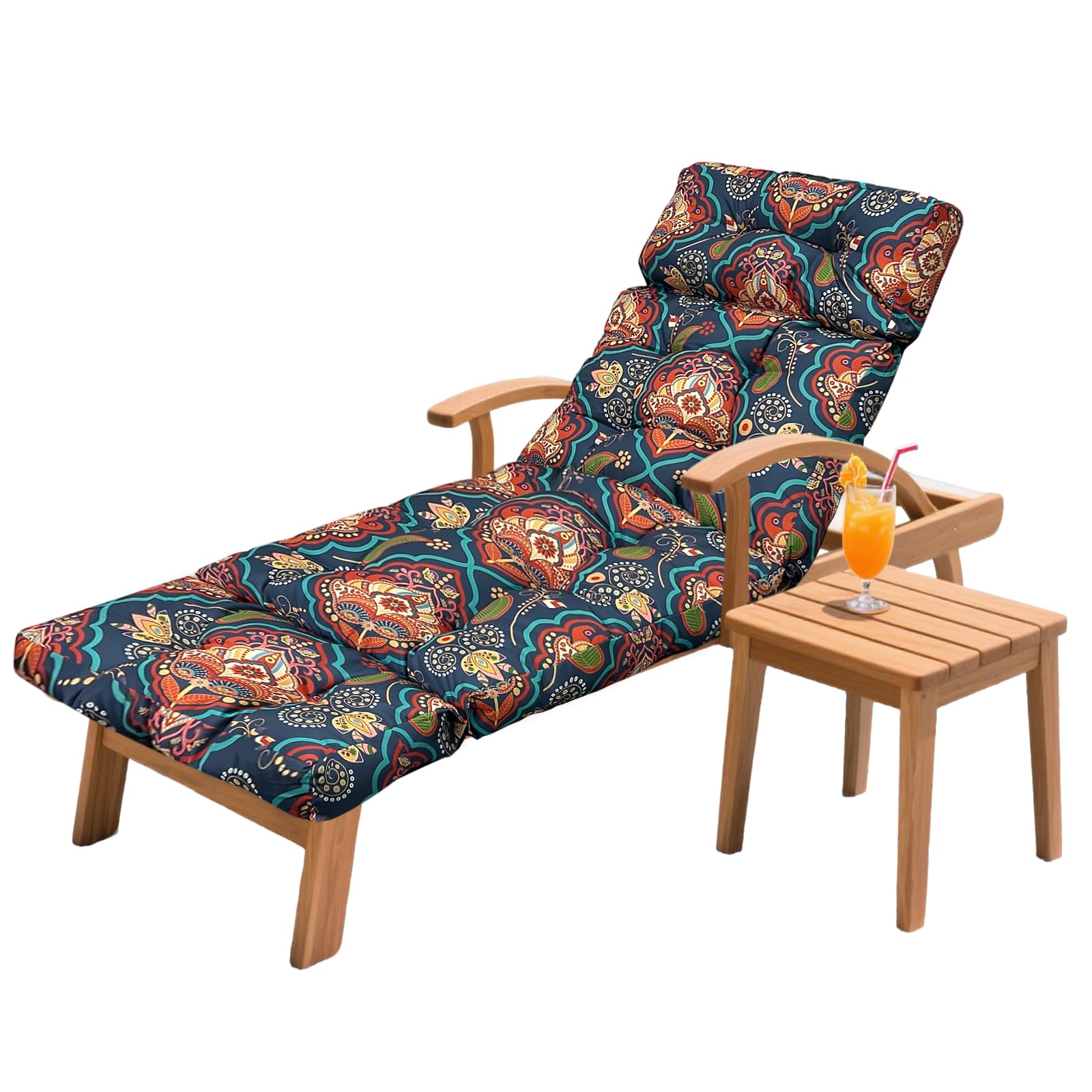 Outdoor Chaise Lounge Chair Cushion 75.1 x 23.6 x 4.7in, Waterproof Replacement Cotton Patio Thickened Pool Lounge Chair Cushion with Ties for Patio Outdoor Furniture