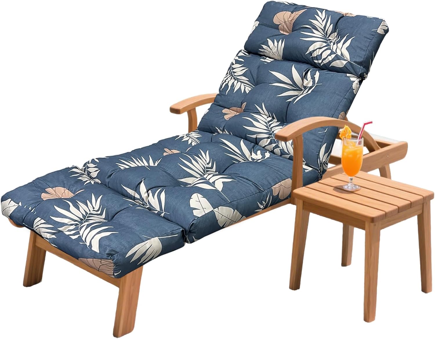 Outdoor Chaise Lounge Chair Cushion 75.1 x 23.6 x 4.7in, Waterproof Replacement Cotton Patio Thickened Pool Lounge Chair Cushion with Ties for Patio Outdoor Furniture