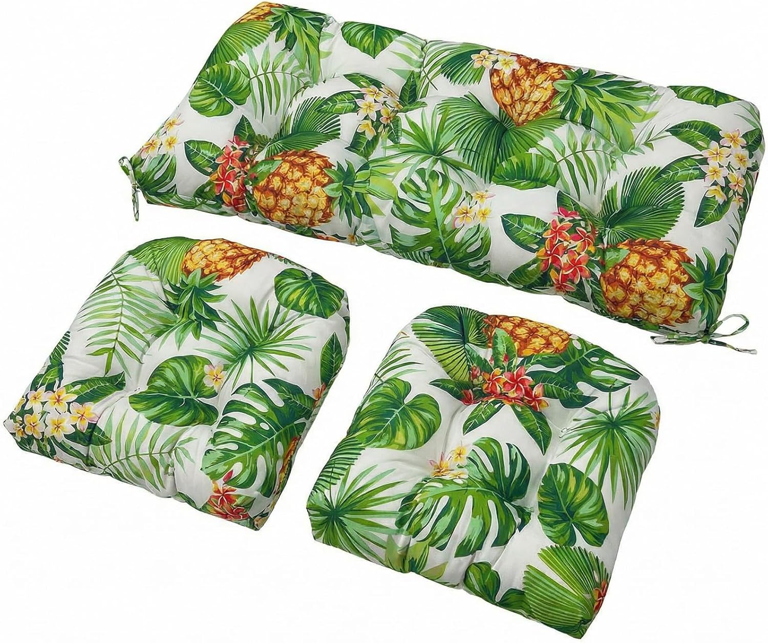 Wicker Chair Cushions Set, 2 U-Shaped Cushions &  Loveseat, Waterproof Outdoor Loveseat Cushion for Patio Furniture, Settee Bench Pad All Weather