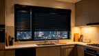 Black Vinyl Mini Blinds, Cordless Design for Home Windows