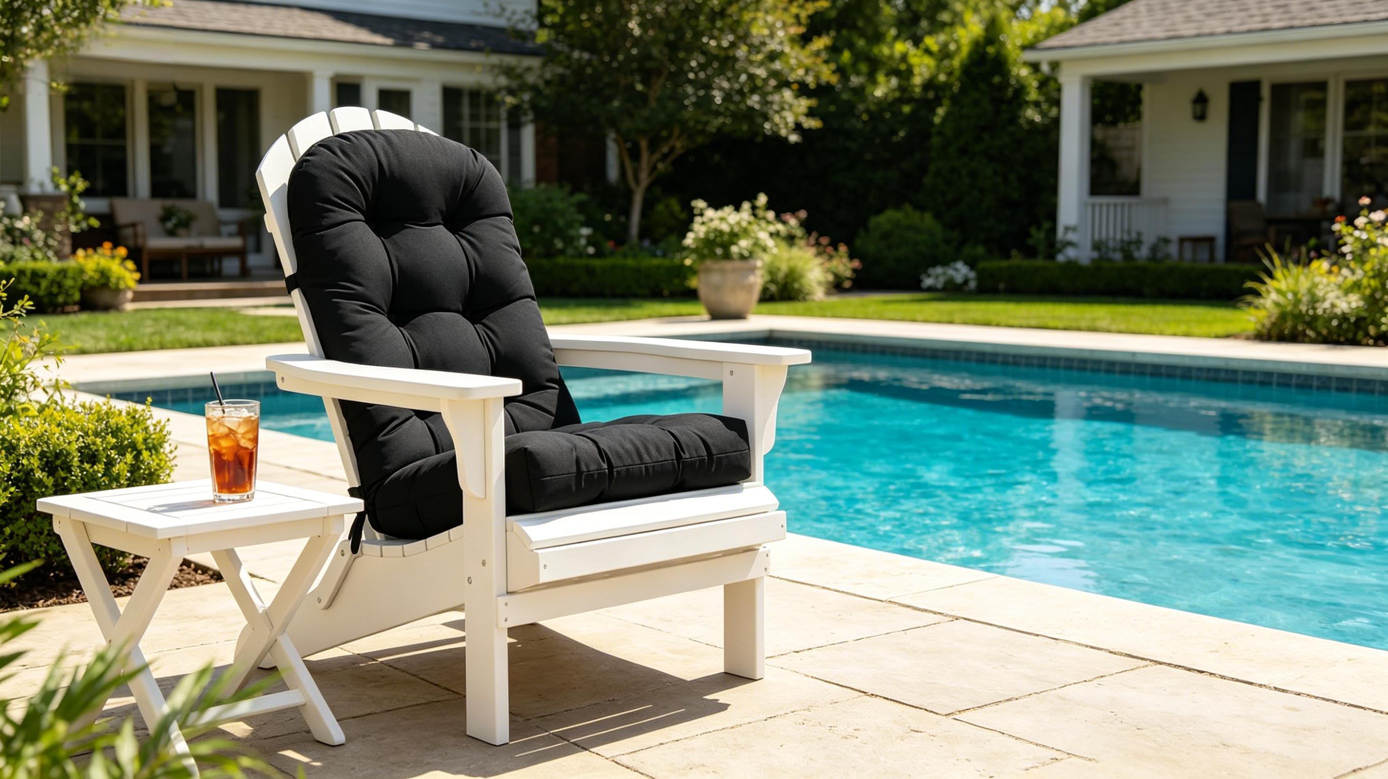 High Back Rocking Chair Cushion, Waterproof Outdoor Patio Replacement Cushion with Ties, Thick Tufted Seat & Back Pad for Adirondack, Glider & Porch Chairs
