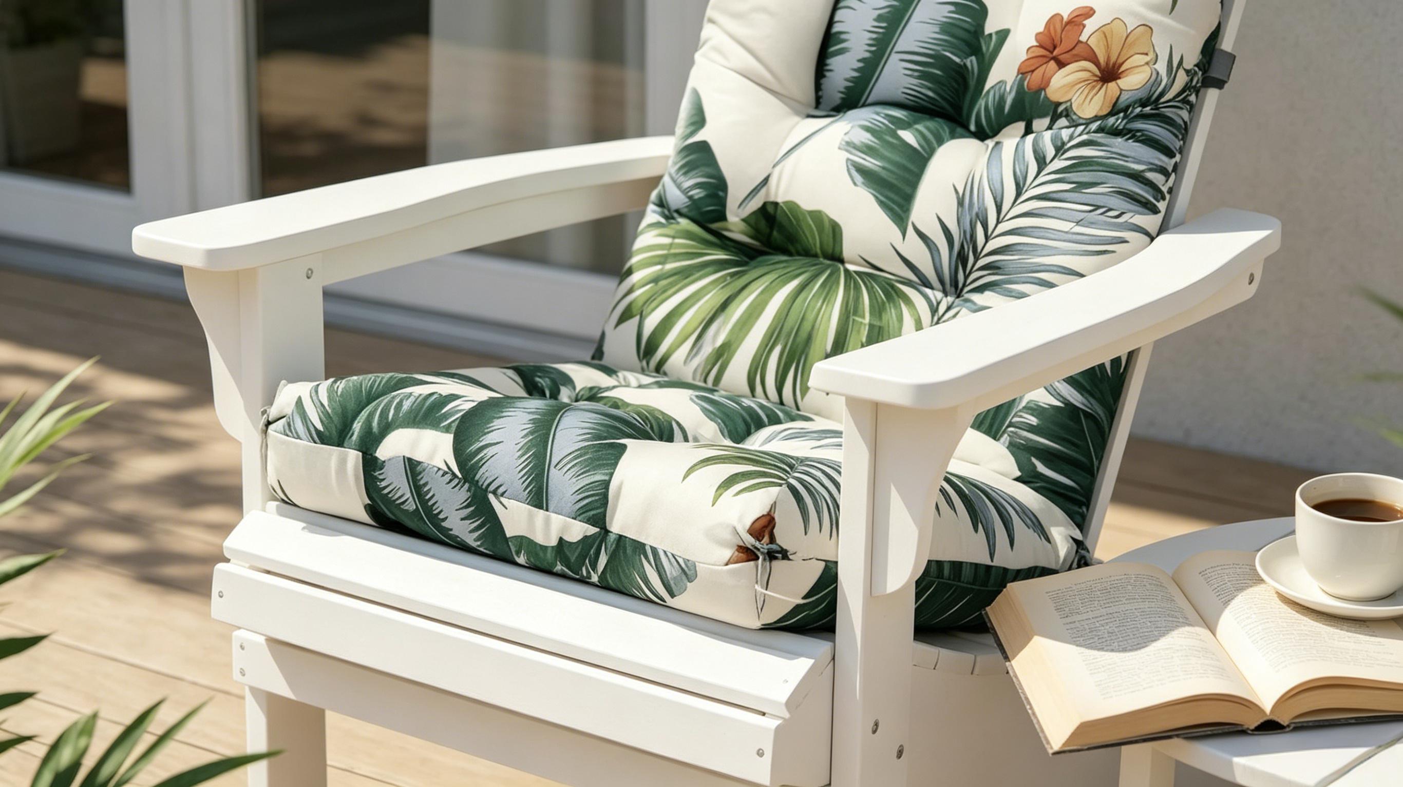 High Back Rocking Chair Cushion, Waterproof Outdoor Patio Replacement Cushion with Ties, Thick Tufted Seat & Back Pad for Adirondack, Glider & Porch Chairs