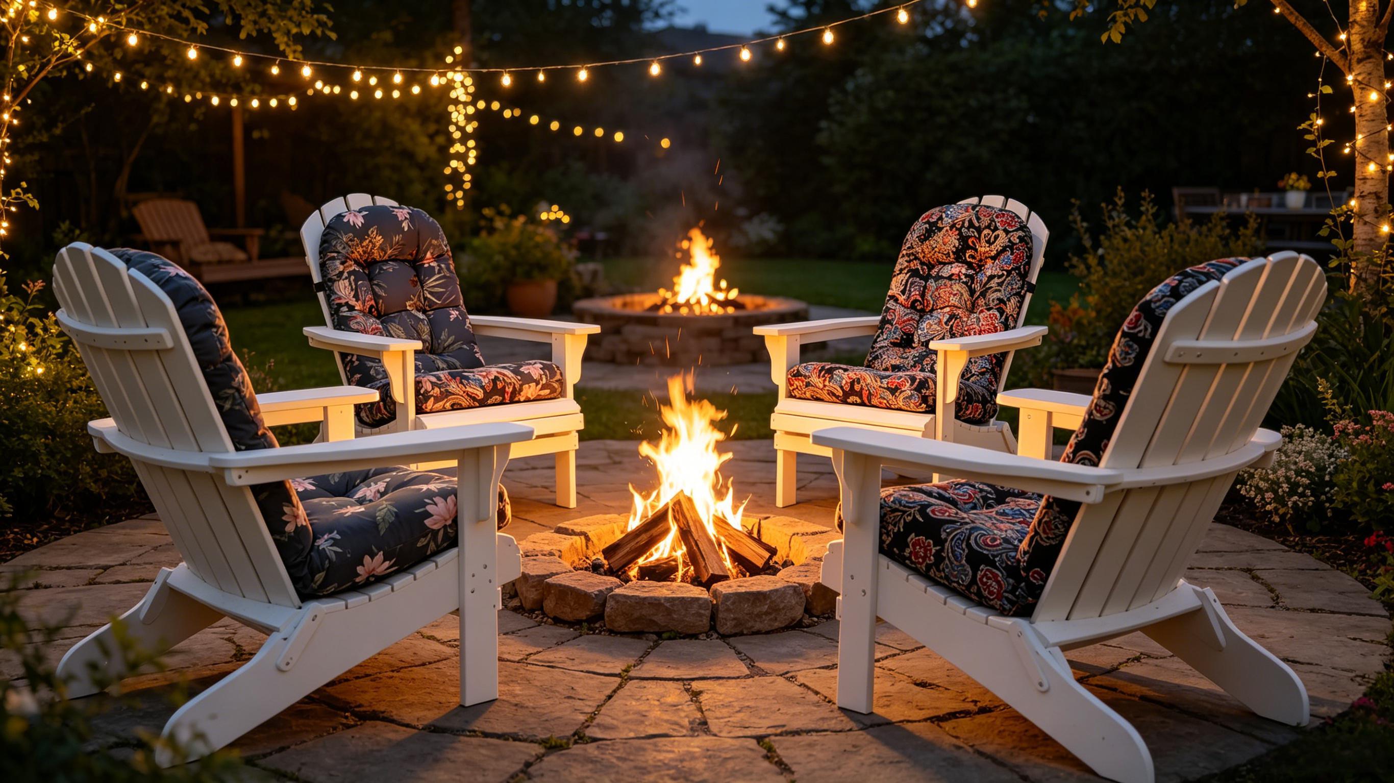 High Back Rocking Chair Cushion, Waterproof Outdoor Patio Replacement Cushion with Ties, Thick Tufted Seat & Back Pad for Adirondack, Glider & Porch Chairs