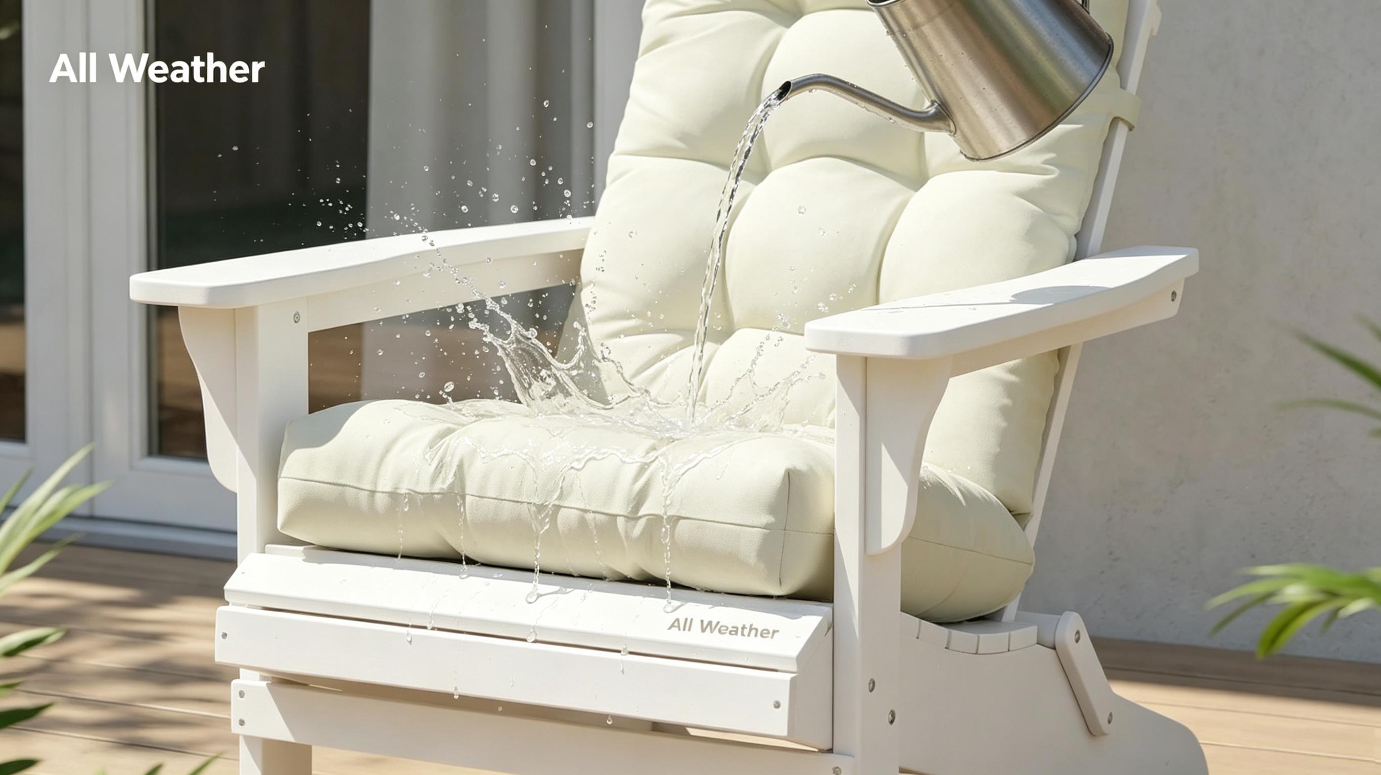 High Back Rocking Chair Cushion, Waterproof Outdoor Patio Replacement Cushion with Ties, Thick Tufted Seat & Back Pad for Adirondack, Glider & Porch Chairs