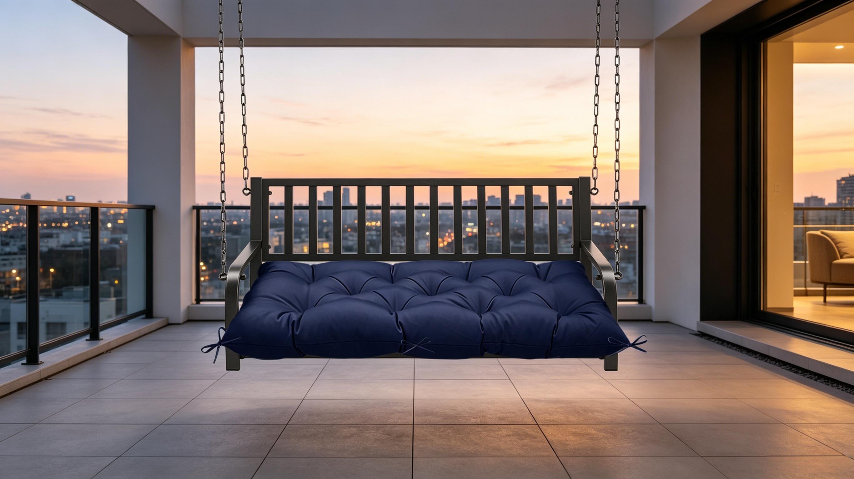 Outdoor Porch Swing Bench Cushion | 3-Seater Weather Resistant Patio Swing Seat Replacement Pad with Secure Tie Strings, Multiple Prints & Solid Colors for Garden Yard Hanging Swing Chair