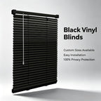 Black Vinyl Mini Blinds, Cordless Design for Home Windows