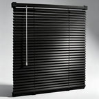Black Vinyl Mini Blinds, Cordless Design for Home Windows