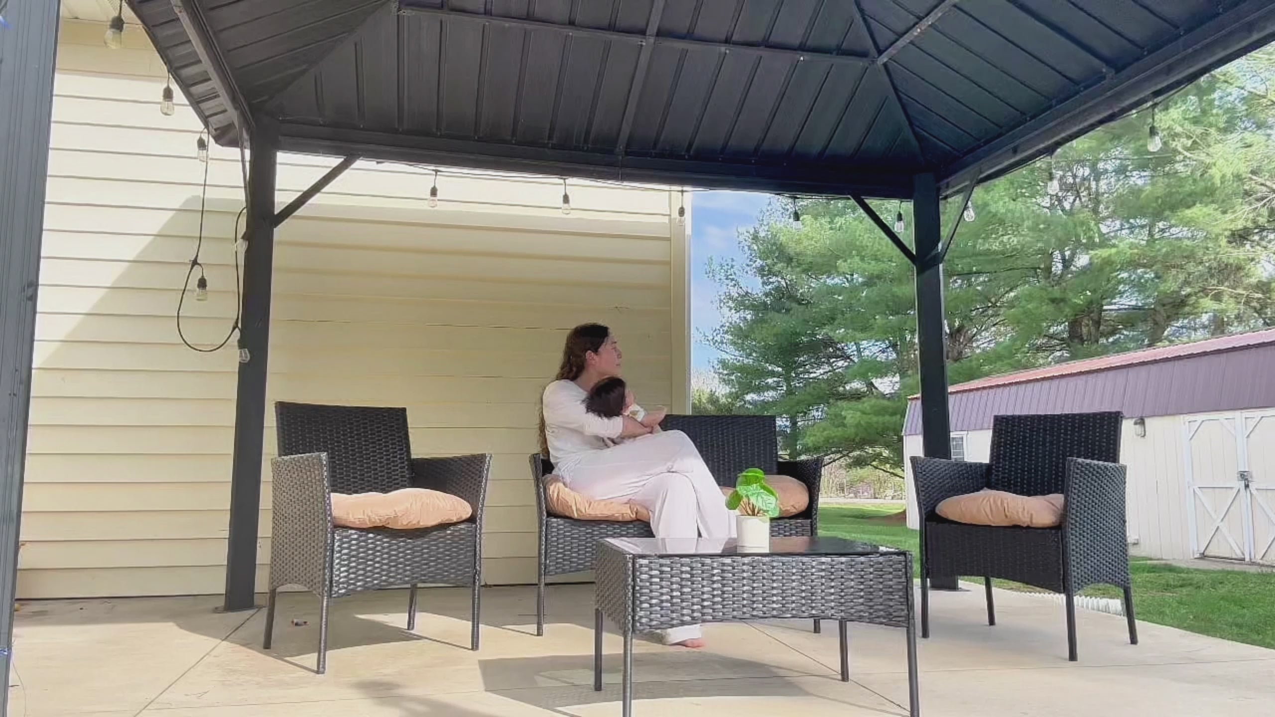 Load video: 3-Piece Waterproof Patio Loveseat Cushion Set