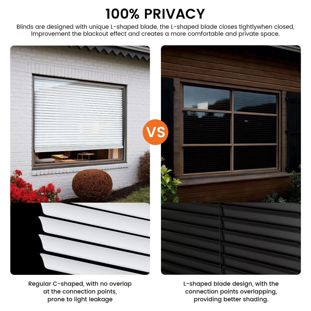 Black Vinyl Mini Blinds, Cordless Design for Home Windows