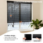 Black Vinyl Mini Blinds, Cordless Design for Home Windows
