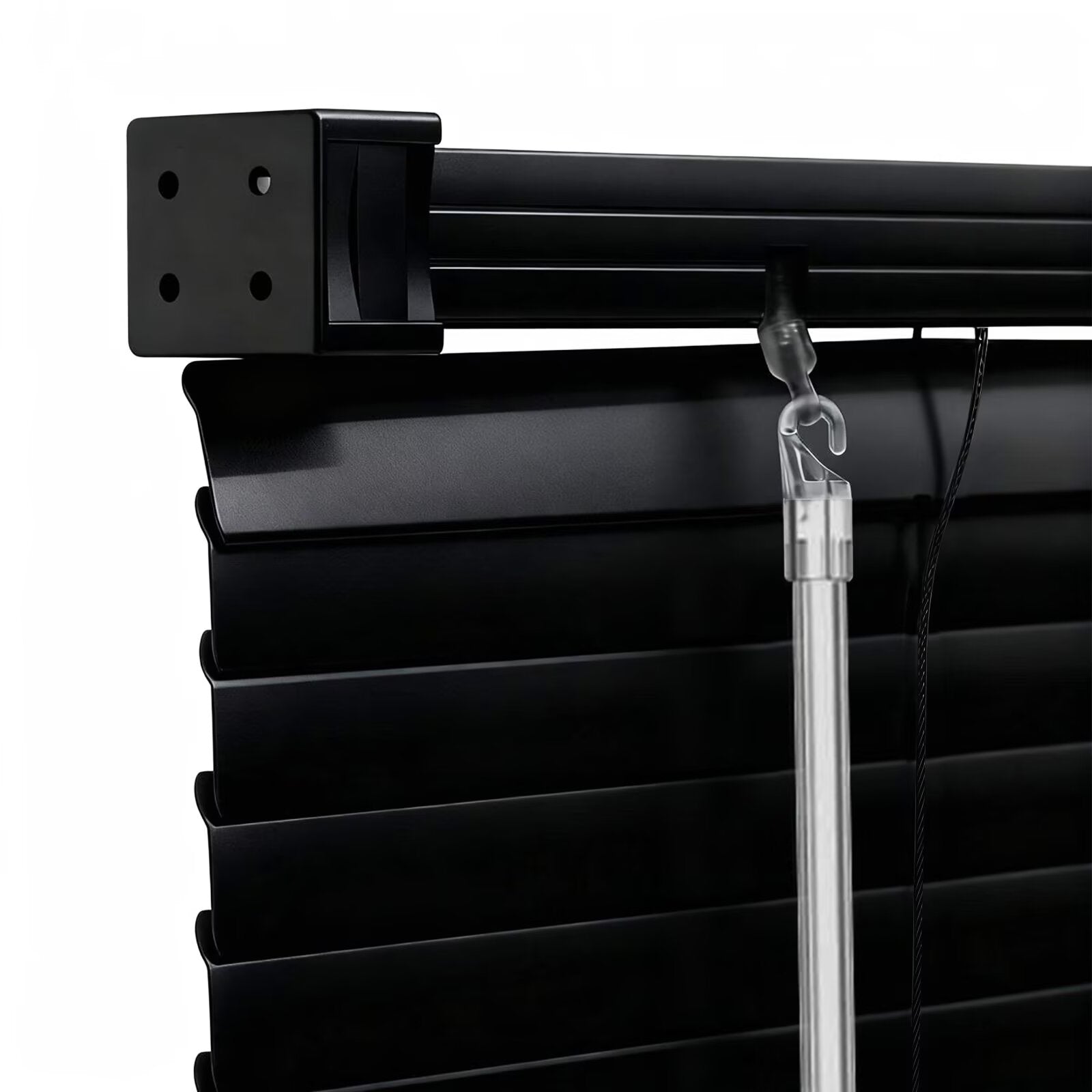 100% Privacy 1" Vinyl Cordless Mini Blinds for Indoor Windows,L-Shaped Blades Horizontal Room Darkening & Light Filtering shutters for Home 19.5"WX36"H Black
