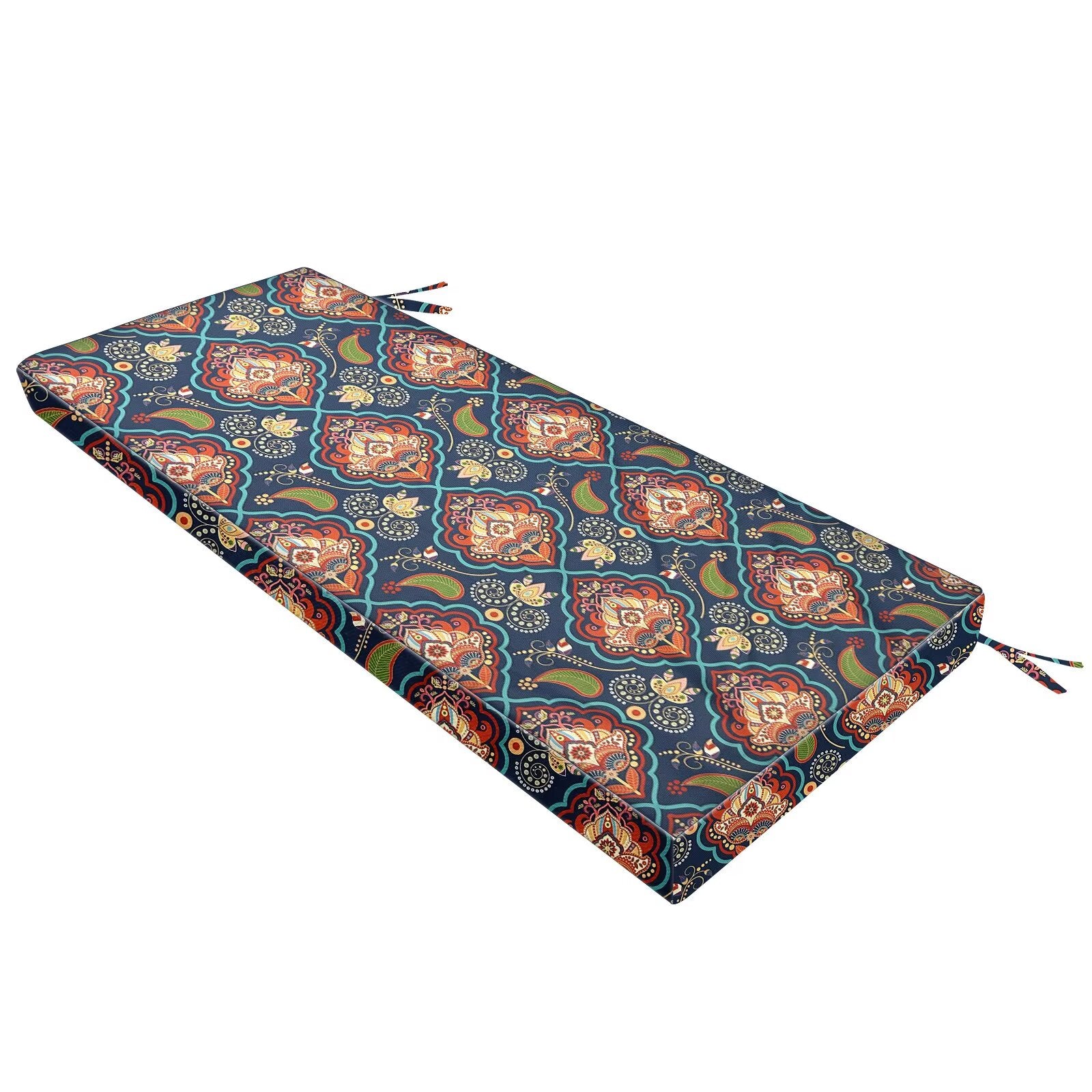 Outdoor Bench Cushion Waterproof - Fade Resistant Patio Furniture Cushions with Ties - Non-Slip Bench Pad Cushion with Removable Cover for Garden Swing Porch Sofa Settee