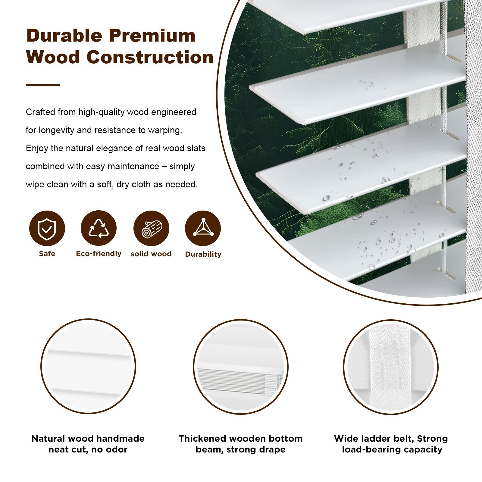 50% off 2 inch Cordless Wood Blinds for Indoor Windows - Horizontal Window Blinds Easy Install with Privacy Protection for Bedroom, Living Room, Office, Kitchen