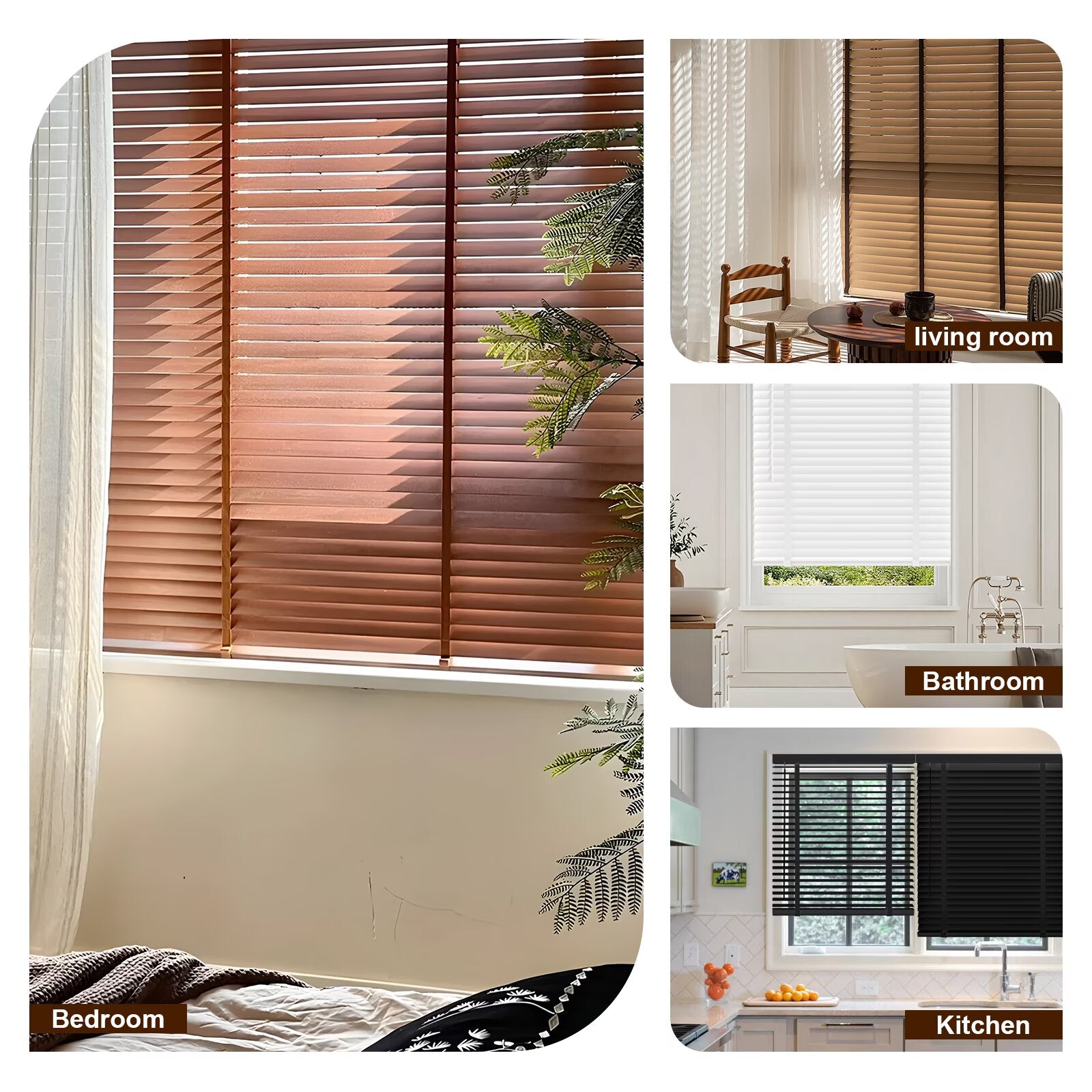 50% off 2 inch Cordless Wood Blinds for Indoor Windows - Horizontal Window Blinds Easy Install with Privacy Protection for Bedroom, Living Room, Office, Kitchen