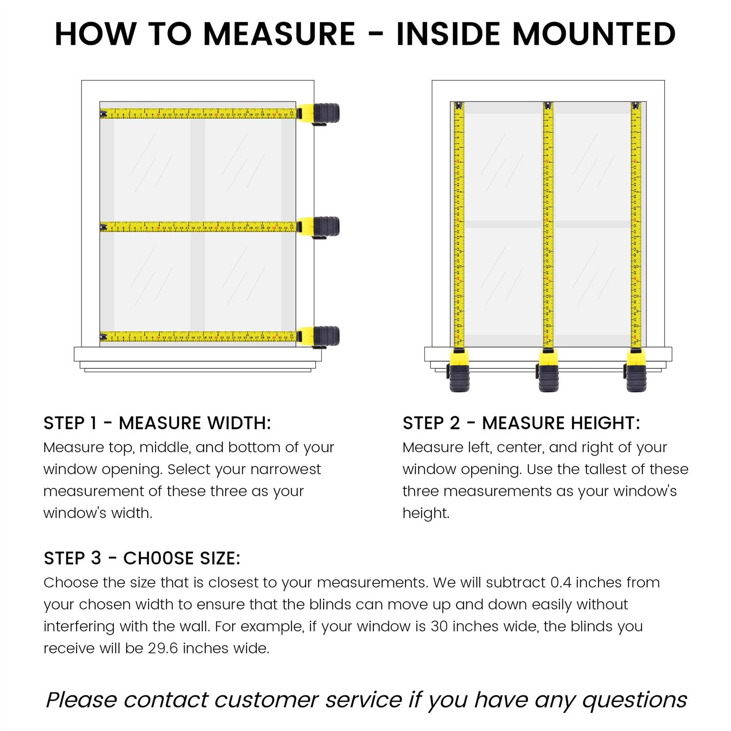 Inside mount measuring diagram
