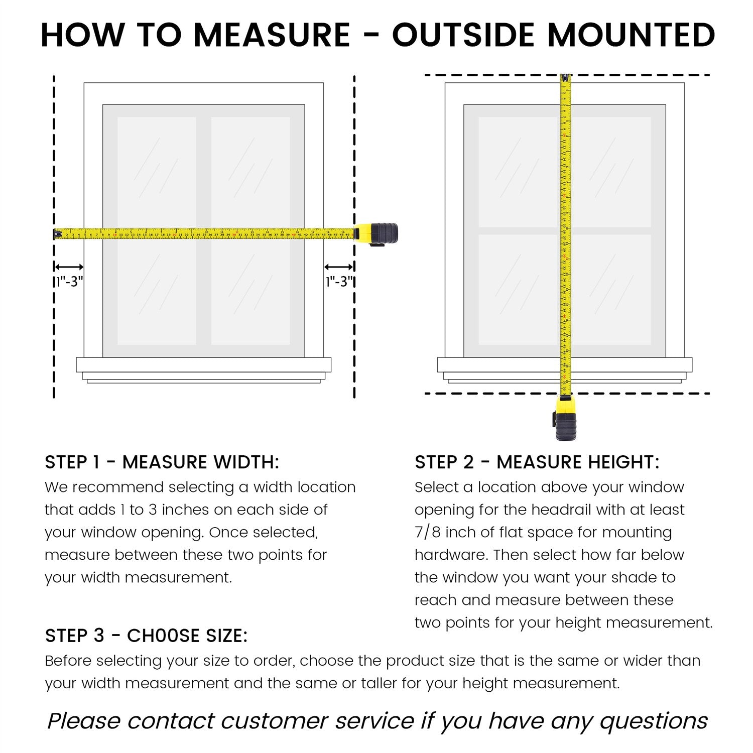 Outside mount measuring diagram